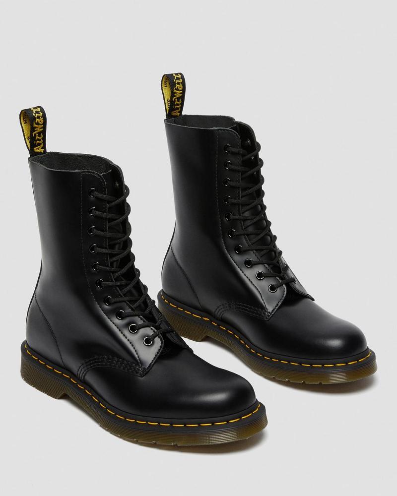 Men's Dr Martens 1490 Smooth Leather Mid Calf Ankle Boots Black | AU 416DFM